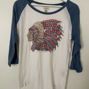 Lucky Brand Blue and White Long Sleeve Tee